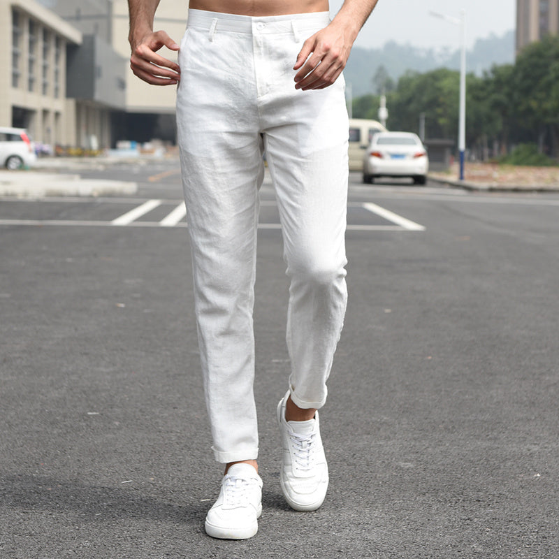 Cotton and linen breathable pants man