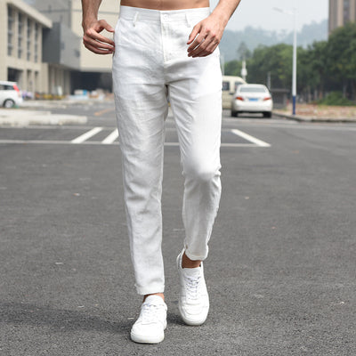 Cotton and linen breathable pants man