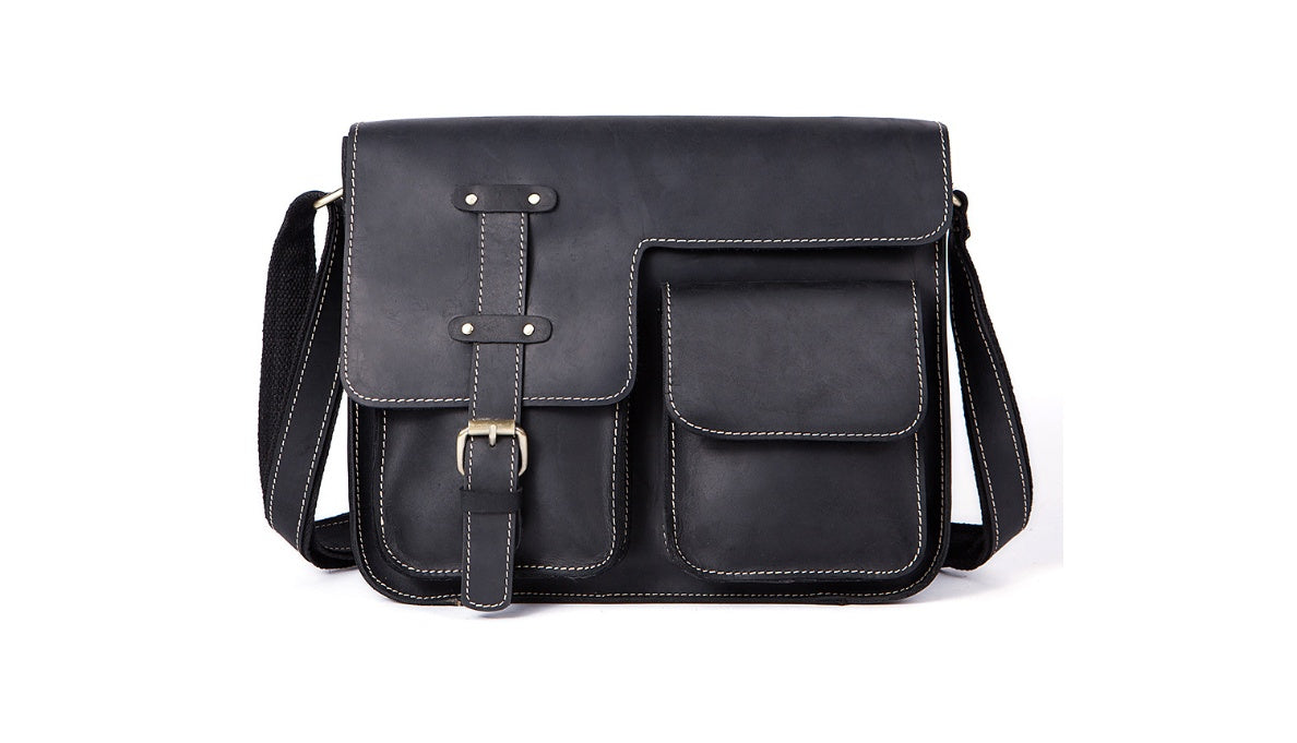 Retro Crazy Horse Leather Men's Crossbody Shoulder Crossbody Bag