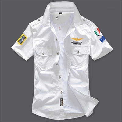 Short sleeve shirt shirt military fan embroidered shirt men's half sleeve