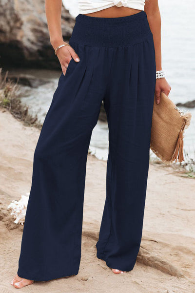 Women's Pants Casual Wide Leg Cotton Linen Loose Trousers