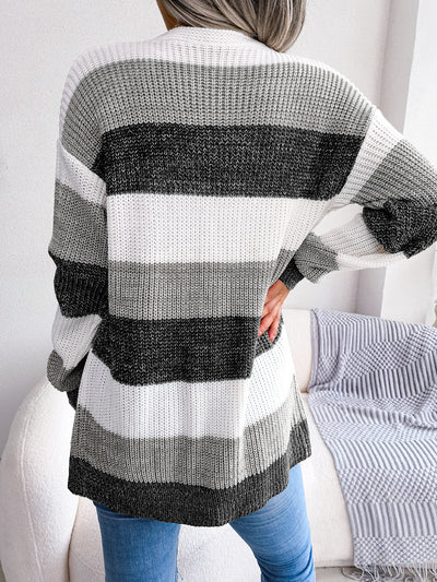 Plaid Sweater Women Casual Lantern Sleeves