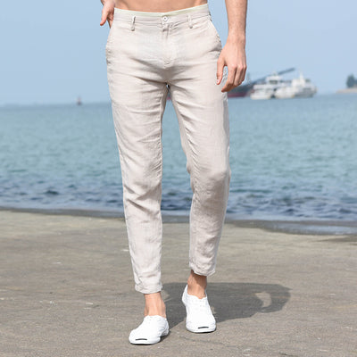 Cotton and linen breathable pants man