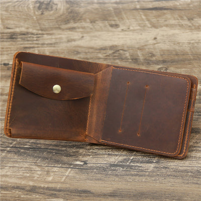 Men's Wallet Leather Wallet Retro Rough Tri-fold First Layer Cowhide