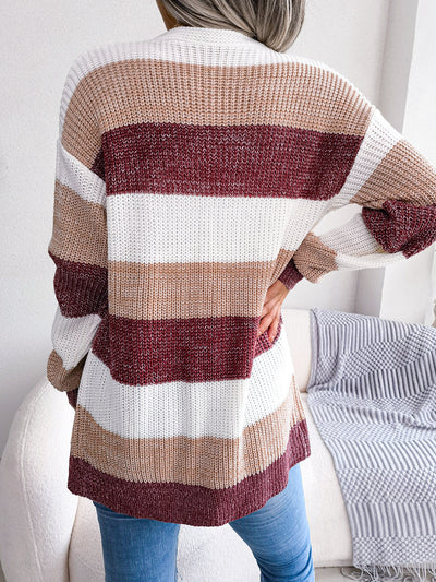 Plaid Sweater Women Casual Lantern Sleeves