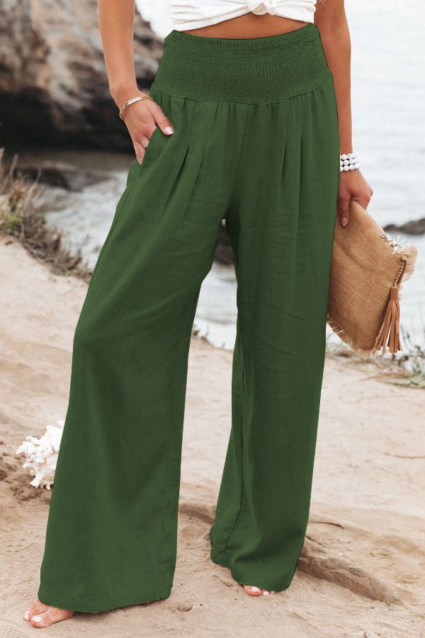 Women's Pants Casual Wide Leg Cotton Linen Loose Trousers