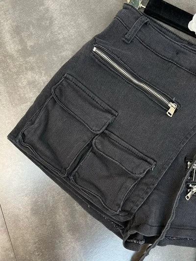 Kyla Denim Utility Cargo Shorts